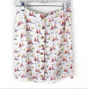 Cynthia Rowley- 100% Linen Sailboat novelty print linen skirt size: M